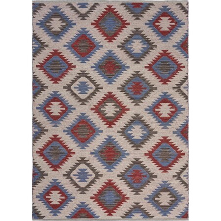 Palacedesigns 5 x 7 ft. Red & Blue Geometric Diamonds Area Rug PA3647731